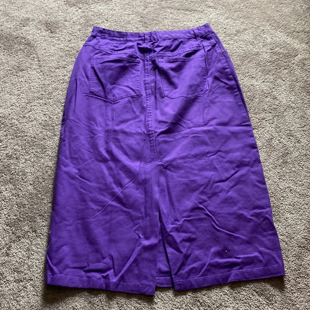 Jessica London Purple Denim Skirt Jacket Set Button Front Midi SIZE 20/12